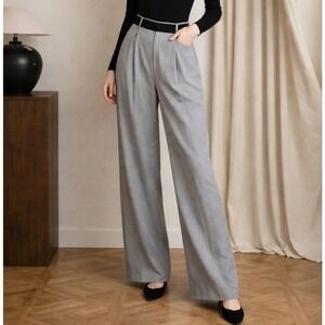 NWT Commense Gray Wide Leg Pleated Pants Large